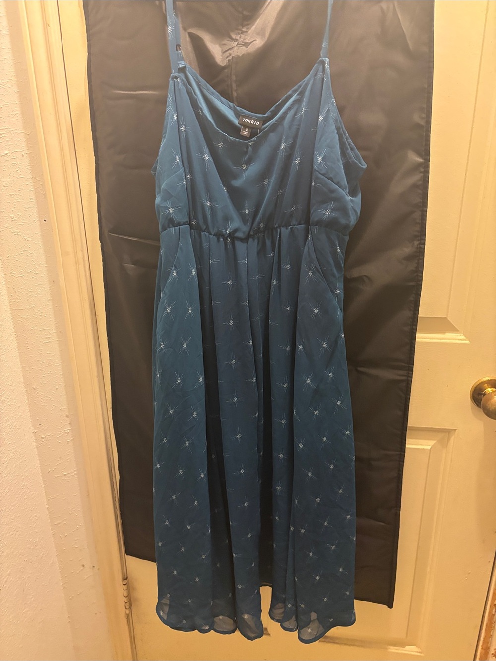 torrid Teal Star-Print Spaghetti Strap Midi Dress